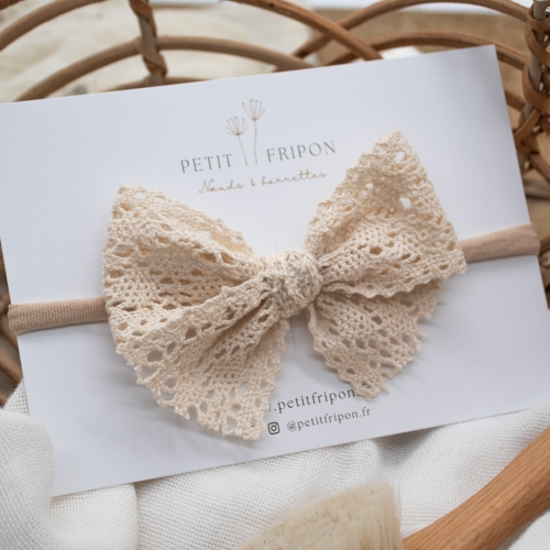 Headband dentelle beige